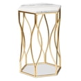 thumbnail image 2 of Baxton Studio Kalena Gold Metal End Table with Marble Tabletop, 2 of 8