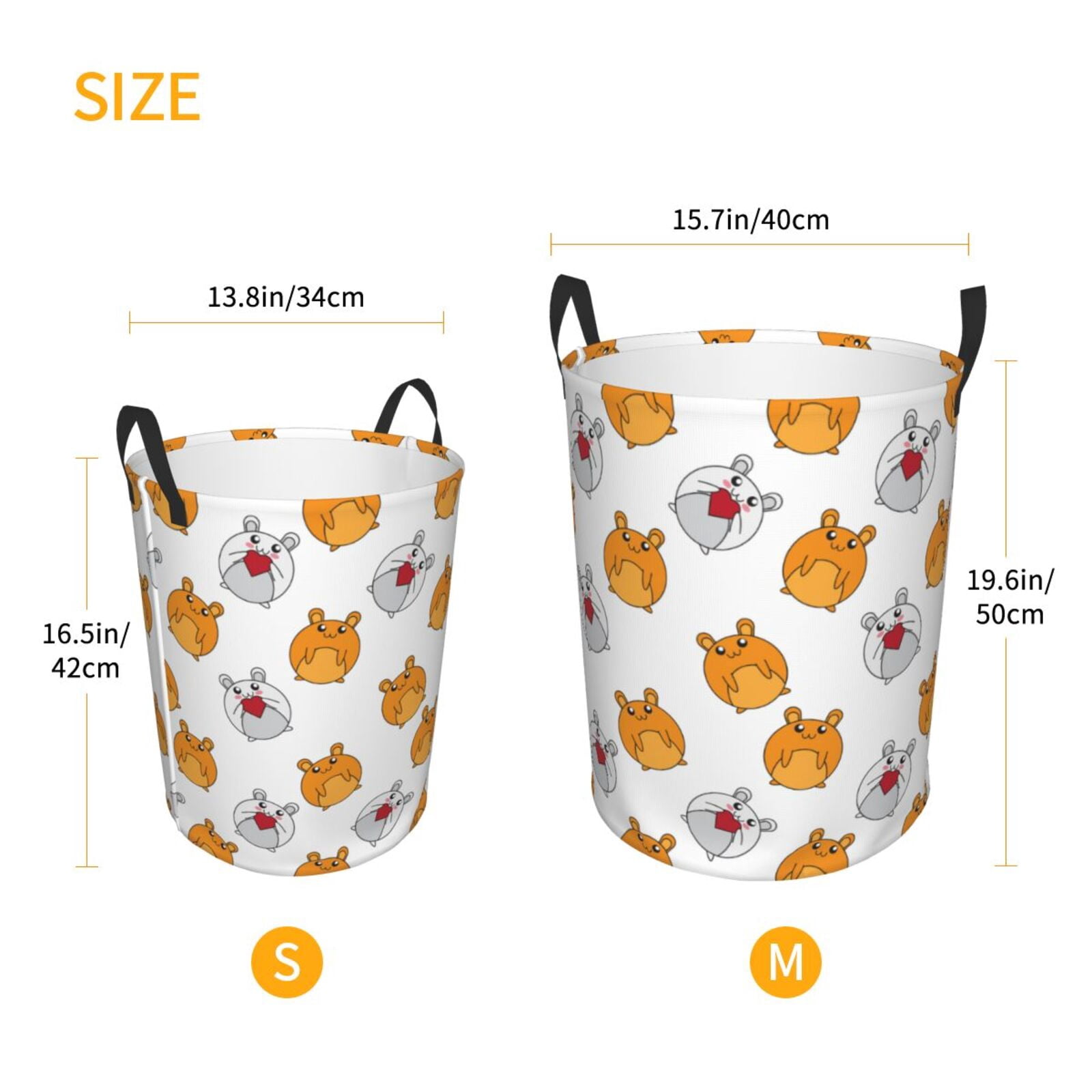 Large Laundry Basket with Handles - Q Version Of Cute Hamster Love Kids Baby Dirty Clothes Laundry Hamper for Bedroom Aesthetic