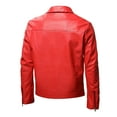 thumbnail image 2 of Caqnni Men's Stand Collar Bomber Leather Jacket,2024 New Trendy Casual Artificial Leather Jacket with Full Zipper Tops Long Sleeve Outwear & Jackets (Red,3XL), 2 of 7