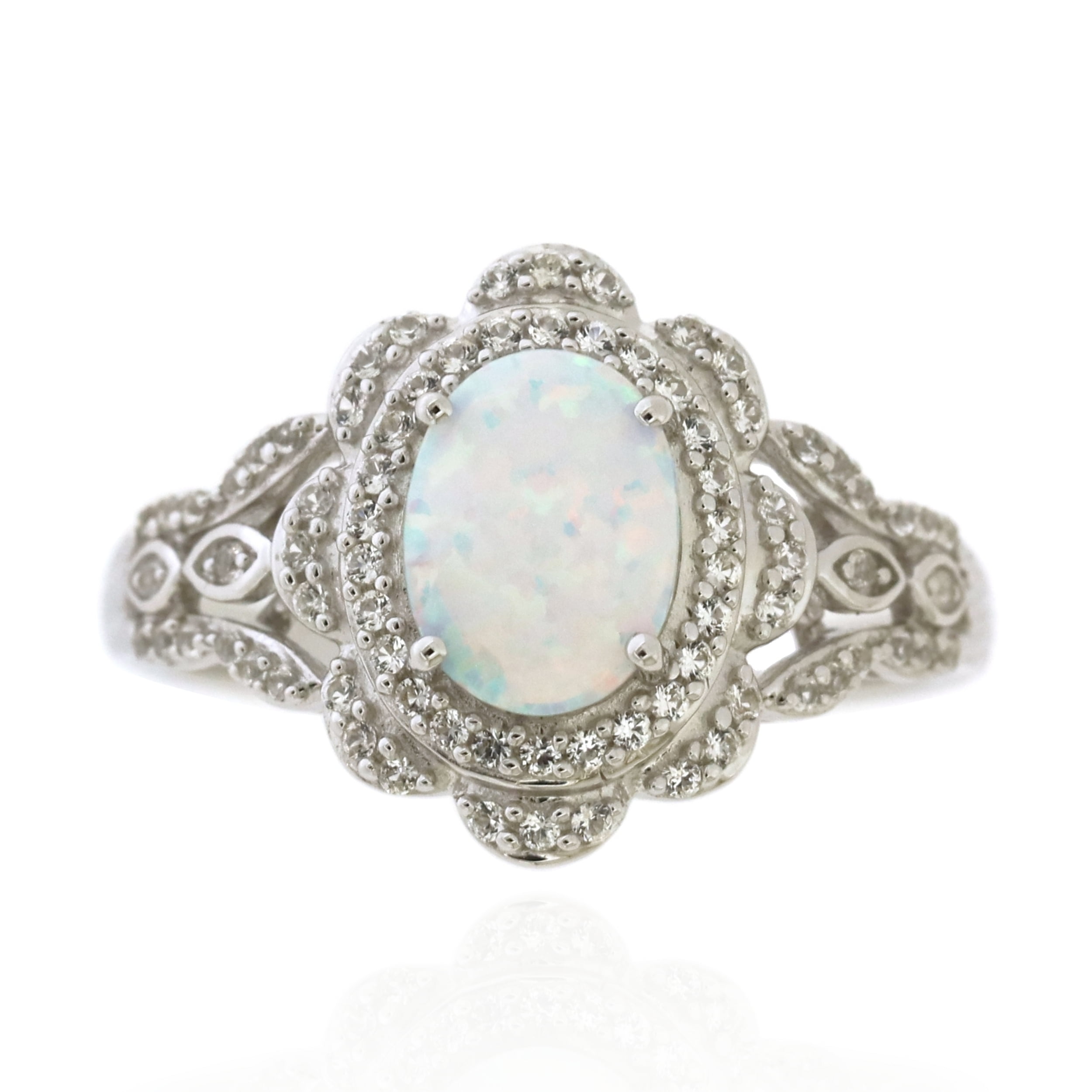USA Seller Heart Ring Sterling Silver 925 Best Jewelry Selectable White Opal 