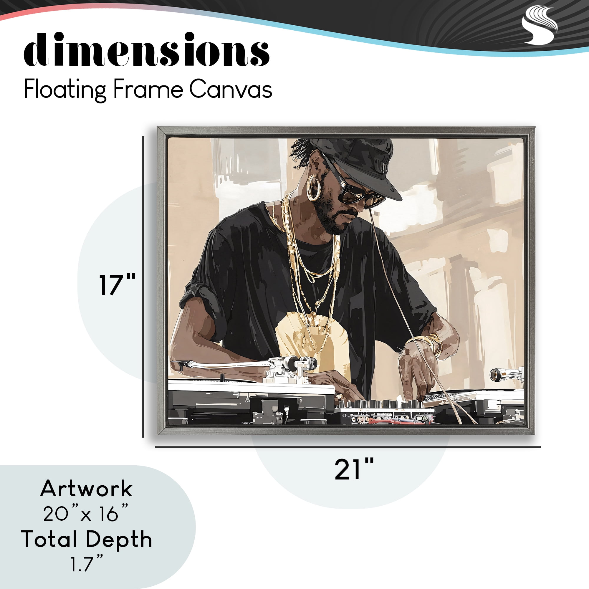 Stupell Industries Timeless DJ with Urban Rhythm Gray Framed Floater Canvas Wall Art, design by Franklyn Gregory