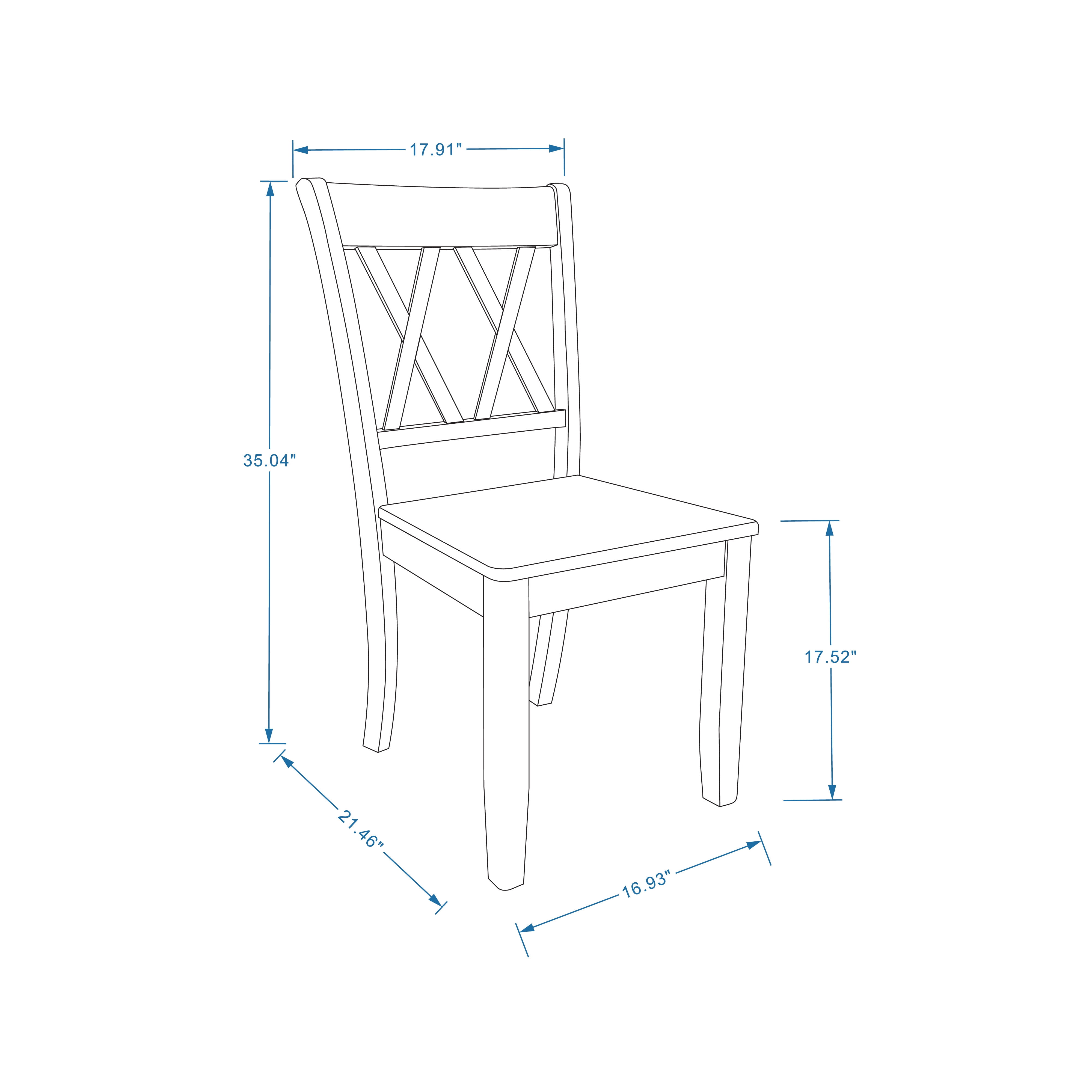 Glenwillow Home Double X-Back Wood Dining Chair - White/Nat (Set of 2)