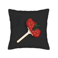 thumbnail image 4 of Set of 2 18x18in Throw Pillow Covers with Bold Black Background Featuring Vibrant Red and Green Fruit Vegetable Design with White Dots, 4 of 8