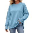 thumbnail image 3 of Womens Sweatshirts Casual Comfort Pullover Fall Winter Outfits Solid Color Crew Neck Loose Fit Sweat Shirts with Thumbhole Cuffs, 3 of 10