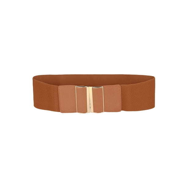 Cinturones elásticos para mujeres INSPIRE CHIC para vestidos, cinturones anchos con hebilla de gancho, marrón retro