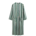 thumbnail image 2 of KOMOO Male Dresses Long Sleeve Striped Henley Shirts Kaftan Long Gown Button Thobe Robe for Men, 2 of 3