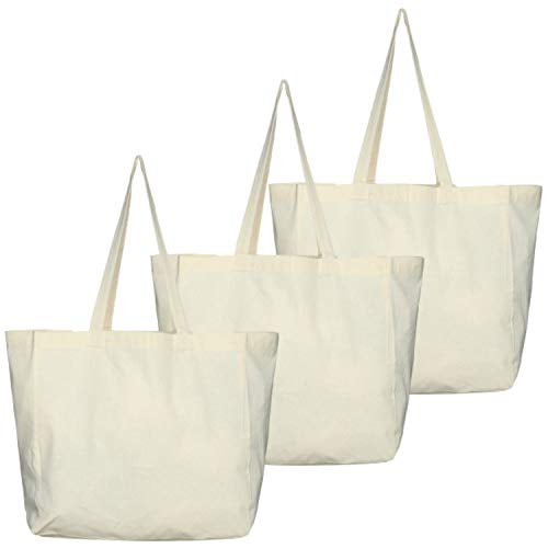 Greenmile 3 Pack Organic Cotton Canvas Grocery Bags Reusable Cloth Shopping  Tote - Walmart.com