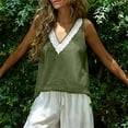 thumbnail image 5 of MYAOYI Women's Daily Casual Wear Tank Top, Lace V Neck Cotton Linen Sleeveless Loose Fit Summer Blouse for Home Errands Weekend Gathering, 5 of 9