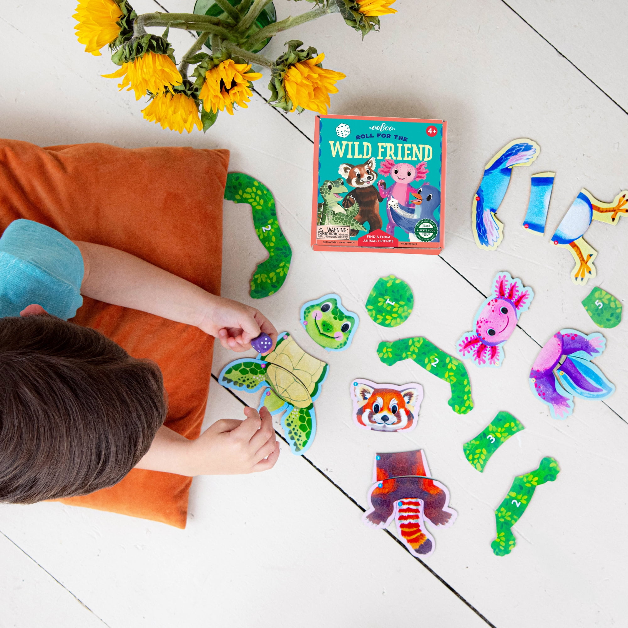 eeBoo Roll For The Wild Friend Dice Game, Ages 4+, For 1-4 Players - Develops Matching Skills And Imaginative, Screen-Free Play, 10-15 Minute Playtime