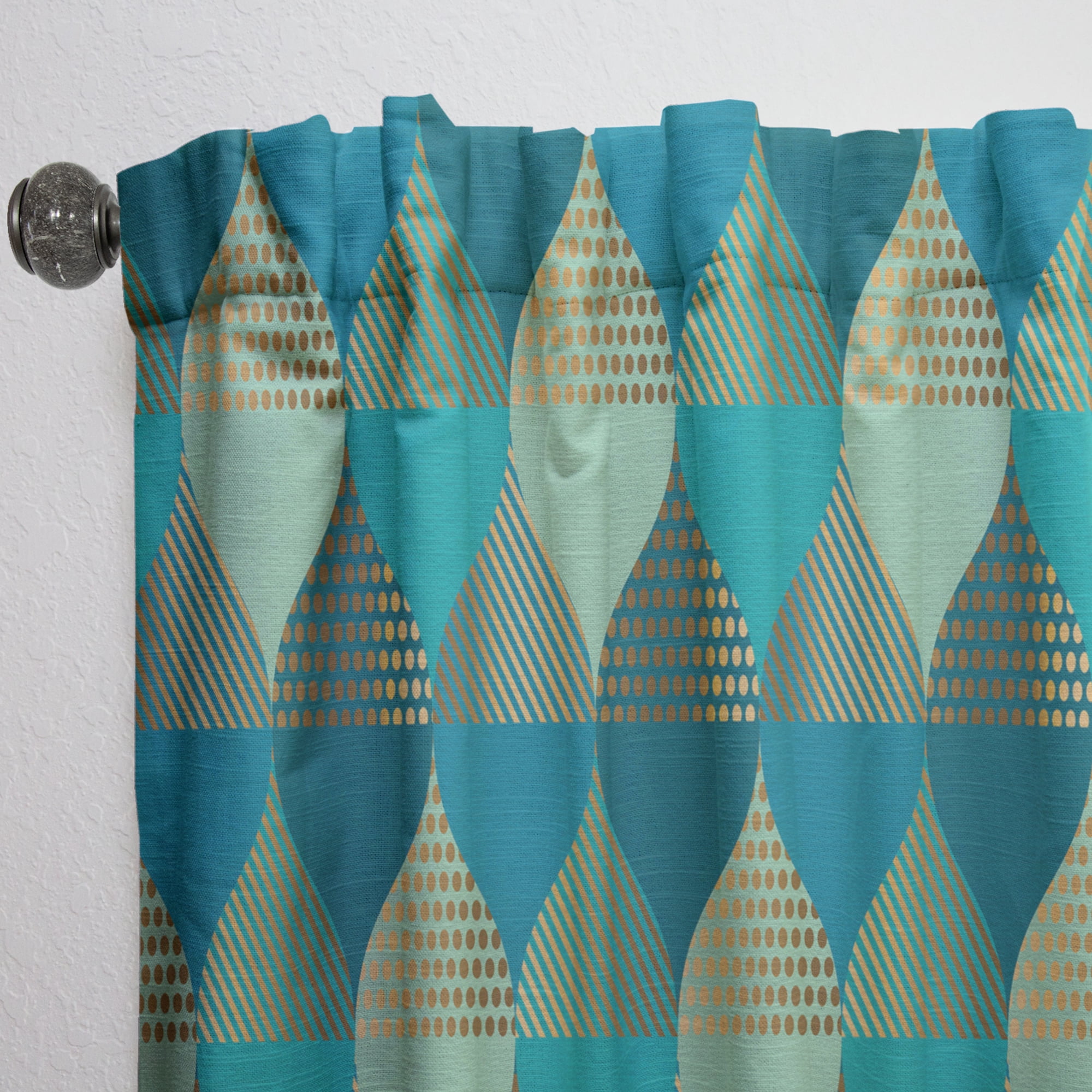 Designart 'Luxury Retro Pattern Drops I' Mid-Century Modern Curtain Panel