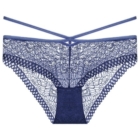 

EHTMSAK Soft Bikini Underwear for Women Breathable No Show Strappy Low Rise Panties Royal Blue M