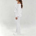 thumbnail image 6 of Ladies' Off Shoulder One Neck Long Sleeved Wide Leg Pants Set With Drawstring High Waist for Slimming, Casual Sports Two-Piece Set White M, 6 of 7