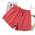 thumbnail image 5 of GZWYHT Shorts for Women Cotton Shorts Cotton And Shorts Women'S Casual Large Size Printed Plaid Pants Versatile Wide Legs Lounge Pants Women Comfy Pants Women Red M, 5 of 8
