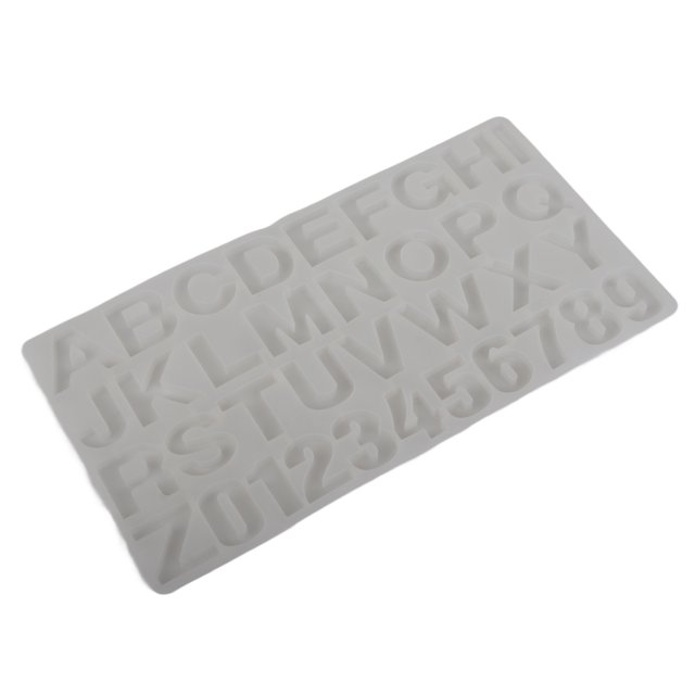 Yunxwd Moldes de resina de silicona del alfabeto DIY Espejo Figura de resina Llavero Set DIY Decoración para Llaveros Joyería Pendiente Colgante