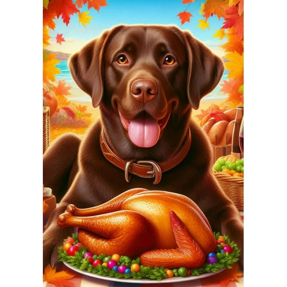 Chocolate Labrador  - Best of Breed DCR Thanksgiving Garden Flag 12" x 17"