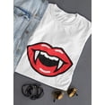 thumbnail image 3 of Vampire Lips Graphic Design Women White T-Shirt, Female Large, 3 of 4