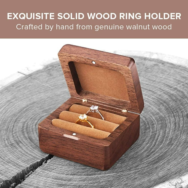 mouw consultant partij Visland Wood Single Ring Box - Walnut Storage - Wooden Box for Engagement  Rings, Promise Rings & Wedding Bands - Proposal Ring Box - Rustic Jewelry  Box for Mr and Mrs - Walmart.com