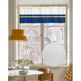 thumbnail image 4 of Faux Linen Valances for Windows Modern Art Luxury Navy Blue Yellow Stripe White Curtains Valance Light Filtering Rod Pocket Small Window Treatment for Kitchen Living Room Bedroom 60x18In, 4 of 6