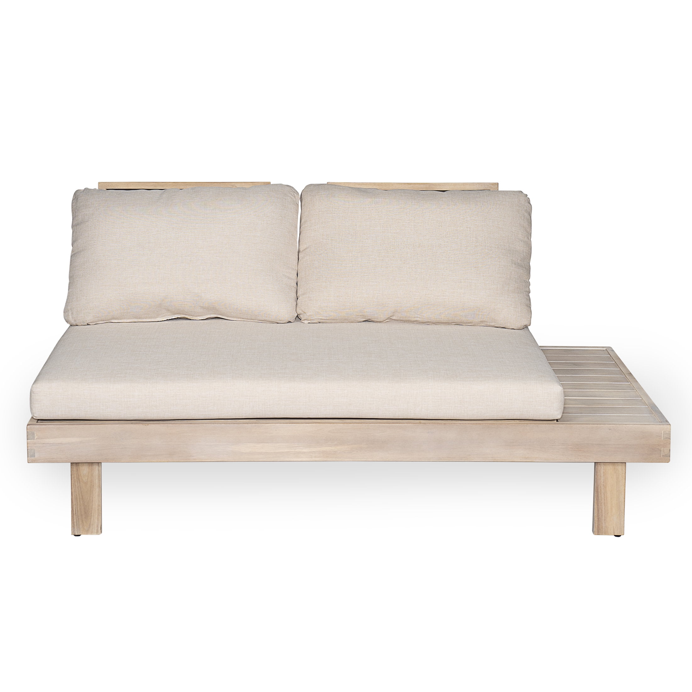 Christopher Knight Home 4-Piece Outdoor Conversation Sectional Set, Wood Frame with Cushions, Light White+Sand