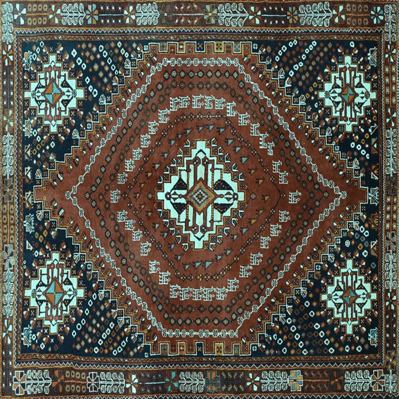 Ahgly Company Indoor Square Persian Light Blue Traditional Area Rugs, 3' Square