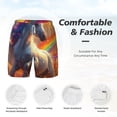 thumbnail image 5 of Lsque Mens Swim Trunks Rainbow Sunset Cloud White Horse Pattern - Bathing Suit Compression Liner - Beach Swim Shorts Swimwear - (S-3XL) - Stretch Quick Dry -X-Large, 5 of 9