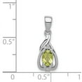 thumbnail image 2 of 925 Sterling Silver Rhodium Plated Diamond and Peridot Oval Shaped Pendant, 2 of 5