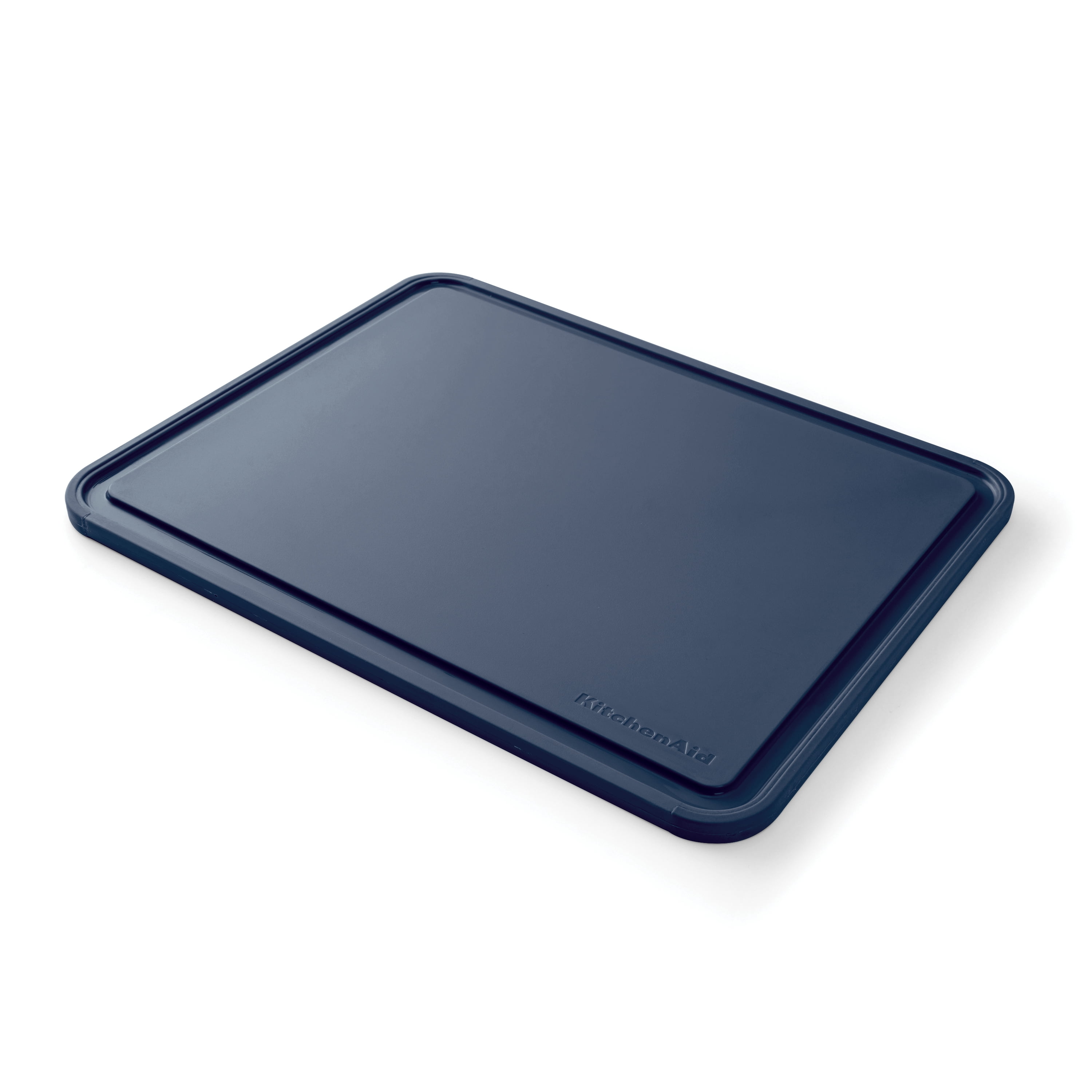 KitchenAid Classic Plastic Cutting Board with Trench, Non-Slip Edges, Dishwasher Safe, 11x14, Ink Blue