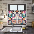 thumbnail image 4 of Yayeee Kitchen Curtains Tier Pair Light Filtering 27"x36" Rod Pocket Short Cafe Window Panel, Orange Geometric, 4 of 7
