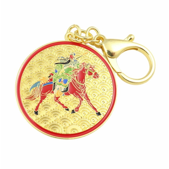 Feng Shui Kuan Kung on Horseback Anti Betrayal Amulet Keychain