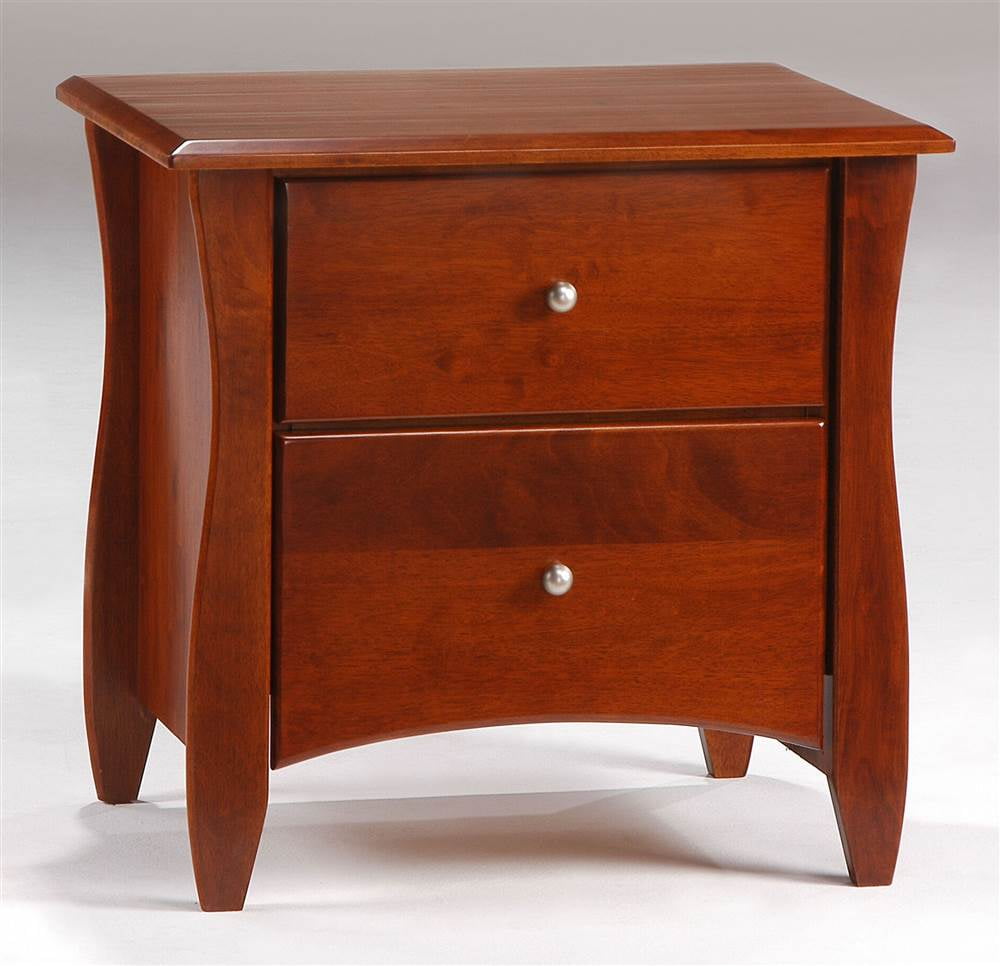 Solid Wood Nightstand in Cherry w Two Drawers - Walmart ...