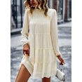 thumbnail image 4 of BeautyIn Robe Mini Poupée à Manches Longues Bordure à Volants Col Haut Superposé Décontractée Ample Robe Ligne A Tempérament, 4 of 6