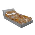 thumbnail image 2 of Ambesonne Ocean Fitted Sheet & Pillow Sham Set, Underwater Animals, Twin, Ginger Cinnamon Cocoa, 2 of 2