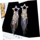 thumbnail image 4 of Pendientes de borlas para mujer Pendientes colgantes de cristal pavé con forma de estrella Pendientes colgantes con flecos y cuentas estilo cascada estilo bohemio, 4 of 5