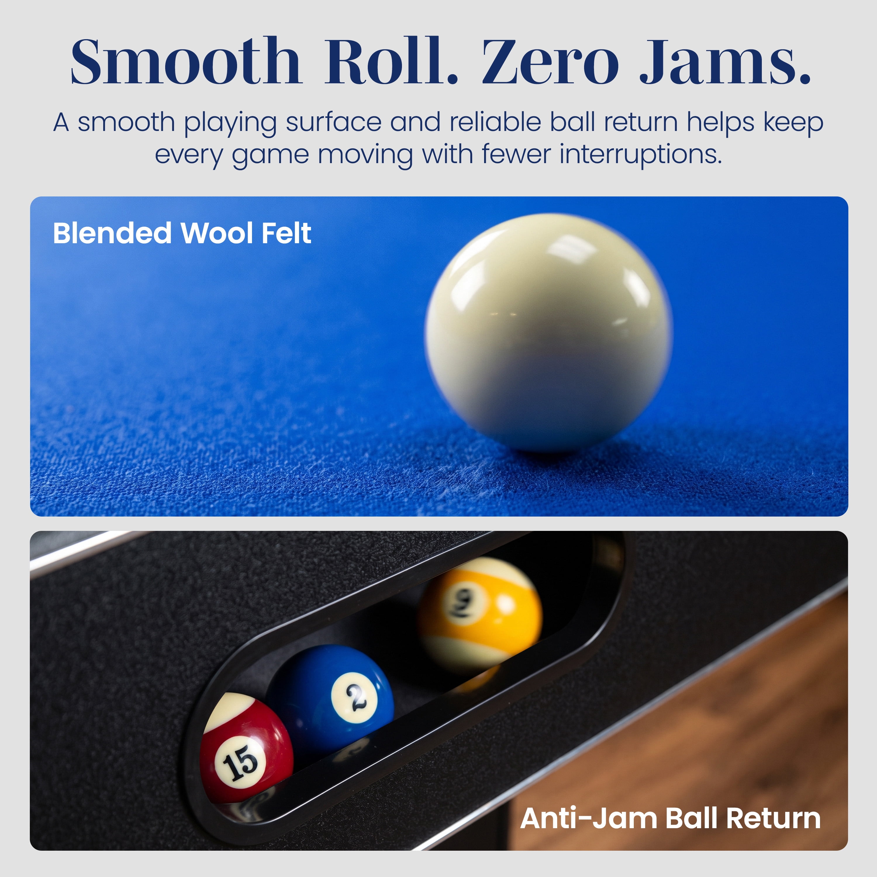 Hathaway Hustler 8ft Pool Table for Game Room – Billiard Table with Poly-Coated Playfield, Ball Return System, Leg Levelers – Includes Cues, Pool Balls, Chalk, Triangle, Brush – Black & Blue