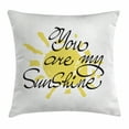 thumbnail image 1 of Quotes Decor Throw Pillow Cushion Cover, Valentine's Day Image with Romantic Calligraphy on Colored Sun Motif, Decorative Square Accent Pillow Case, 24 X 24 Inches, Yellow Charcoal Grey, by Ambesonne, 1 of 2