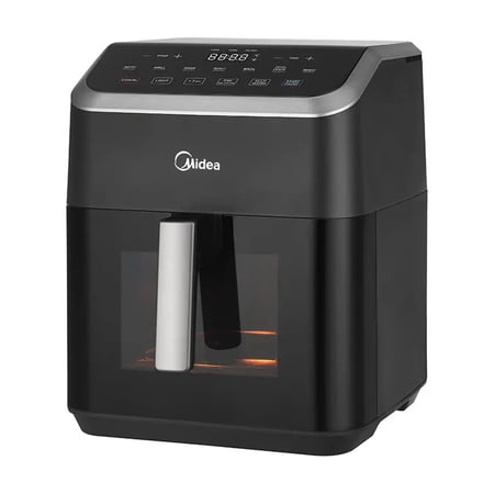 MIDEA HEATXPRESS™ AIR FRYER, 7.8 QT, SEE-THRU WINDOW, 8-IN-1 OVEN, DIGITAL CONTROLS, BLACK
