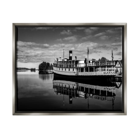 Stupell Industries Ferry Port Photography Transportation Photography Gray Floater Framed Canvas Art Print Wall Art 31 x 25