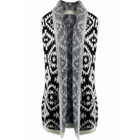 Knit Aztec Print Kimono Vest Cardigan - Walmart.com