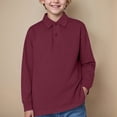 thumbnail image 2 of Ccpelsie Boys Long Sleeve Polo Shirt Kids Casual Lightweight Collared School Uniform Shirts（A01-Wine,14-15 Years), 2 of 5