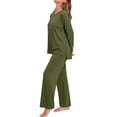 thumbnail image 3 of MOSHU 2 Piece Lounge Sets for Women Side Slit Pajamas Sets Loose Long Sleeve Tops and Wide Leg Pants Casual Outfits, 3 of 12