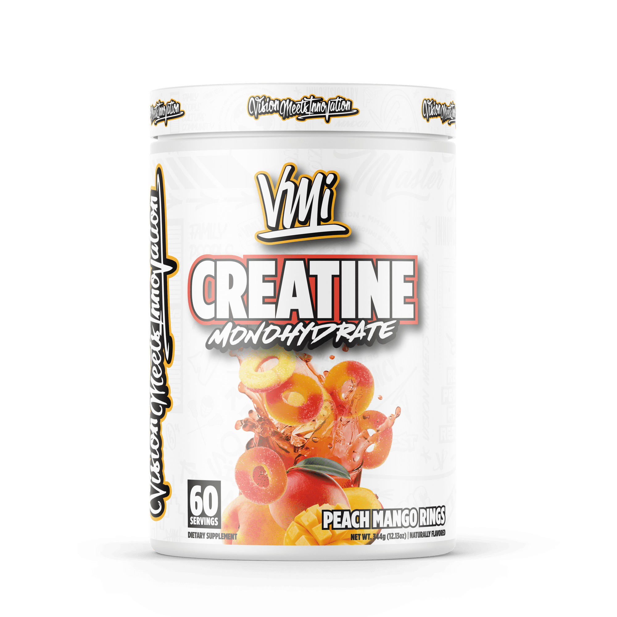VMI Sports Creatine Monohydrate Powder Muscle Mass – Strength – Size – Power | 5 Grams per Serving (60 Servings, Peach Mango Rings)