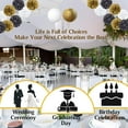 thumbnail image 6 of EpiqueOne 22pc Black, White, and Gold Decorative Party Decoration Kit with Paper Pom Poms and Lanterns, 6 of 9