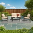 thumbnail image 2 of MAYEERTY Luxury Beige Metal Outdoor Furniture Set: 2 Single Chairs, 1 Double Loveseat, 1 Table, 2 of 6