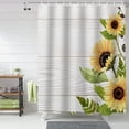 thumbnail image 2 of Shower Curtain Watercolor Sunflower Shower Curtains for Bathroom Decor Wood Grain Shower Curtain Sets with Hooks Waterproof Fabric Bath Curtain Small Stall 36" X 72", 2 of 6