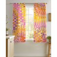 thumbnail image 4 of Yellow Orange Pink Sheer Curtains 54 Inch Length 2 Panels Set for Living Room/Bedroom, Modern Funny Illusion Abstract Art Kitchen Curtains Grommet Semi-Sheer Curtains Window Treatments 42"x54"x2, 4 of 7