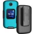 thumbnail image 1 of Case with Clip for Go Flip 4 / TCL FLIP Pro Phone, Nakedcellphone Slim Hard Shell Cover and [Rotating/Ratchet] Belt Hip Holster Holder Combo for Alcatel 4056W, 4056L, 4056Z, 4056V - Teal Mint, 1 of 10