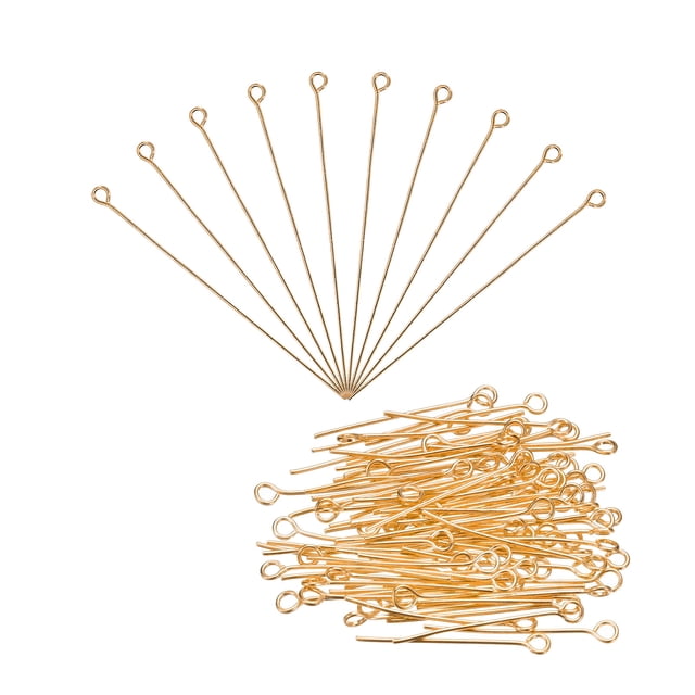 Uxcell 100Pcs Hallazgos de Pines de Ojos de 60mm de Hierro para Fabricación de Joyas 21 Gauge Rosa Dorada