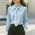 thumbnail image 2 of successthop Oversized Long Sleeve Shirts for Women Casual Collar with Tie Blouse Lightweight Tops Solid Outfits XL, 2 of 6