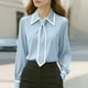 thumbnail image 1 of Ounisa Women's Bow Tie Neck Long Sleeve Buttton Cuff Chiffon Elegant Blouse, 1 of 6