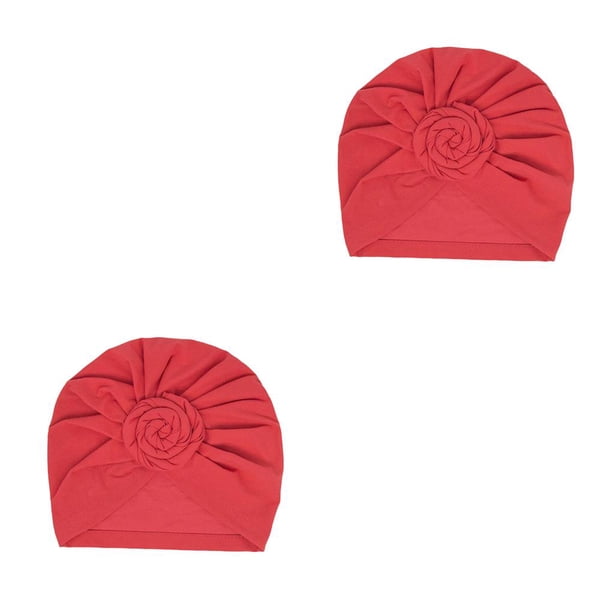 Minnieouse Hijab interior con nudo turbante para la frente, Color sólido, elástico, plisado, torcido, accesorios para la cabeza, capó, rojo sandía Melon rojo 2piezas Minnieouse CBP379732